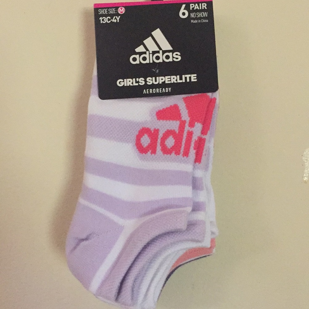 ✨NEW✨ Adidas Girls Superlite 6 pack No show Socks